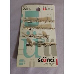 Scunci Rhinestone & Faux Pearl Hair Clips Pins Elegant Accessories For Women